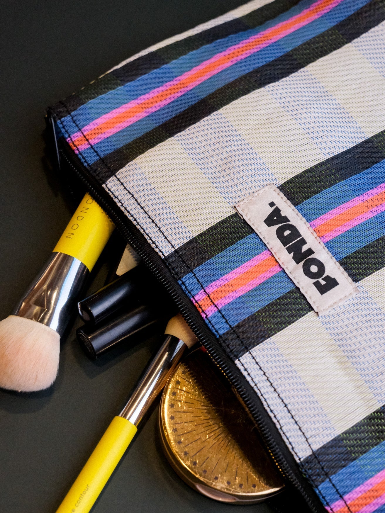 Mid Pouch - White Blue Pink