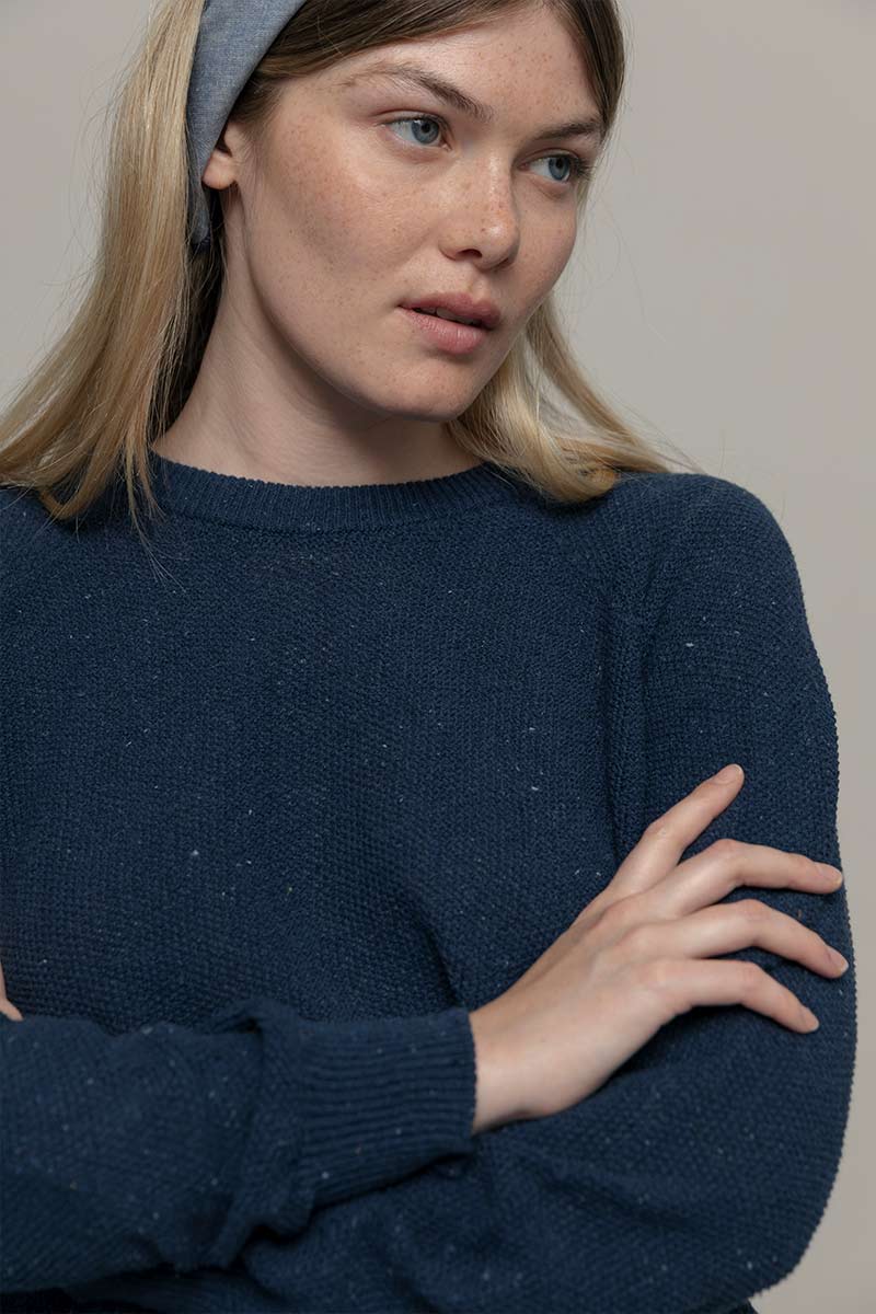 Alice Recycled Denim Knit Jumper - Baltic Blue