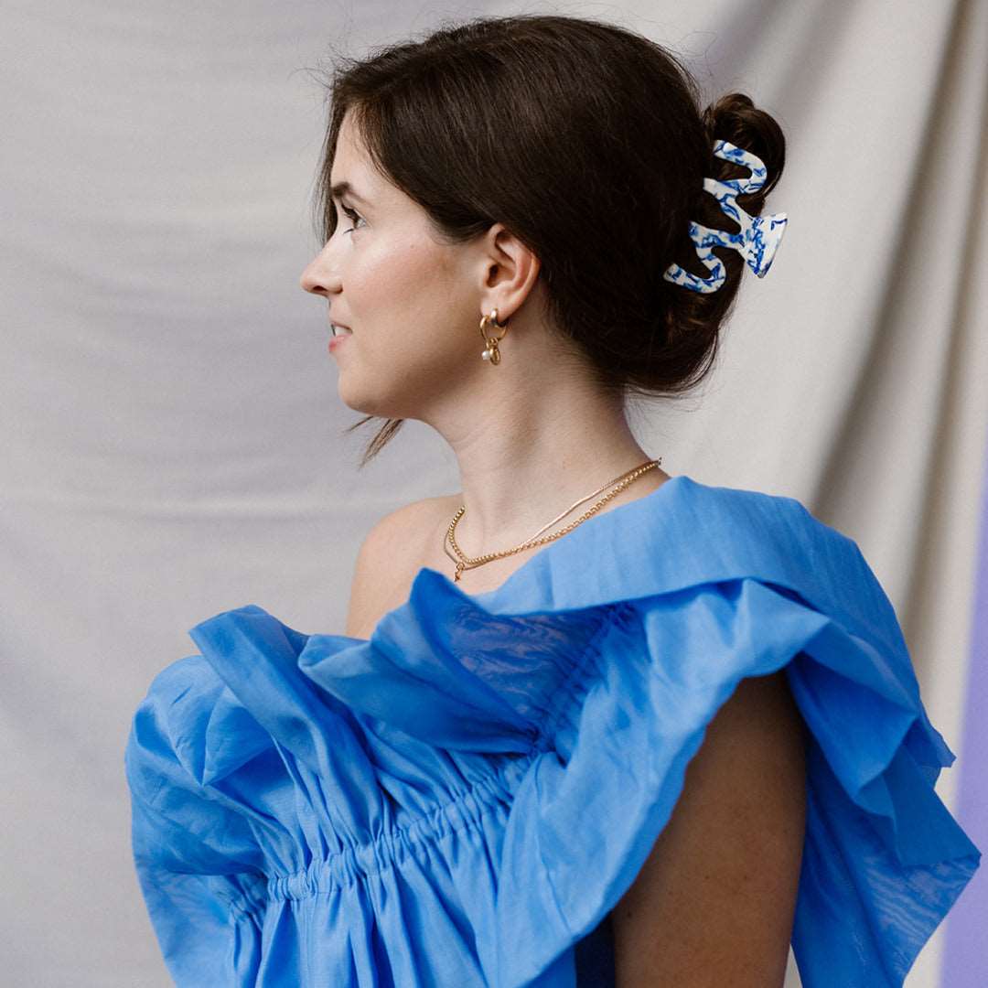 Hair Clip Large - Delft Blue