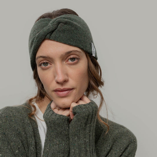 Rifo Recycled Cashmere Nadia Headband - Forest Green