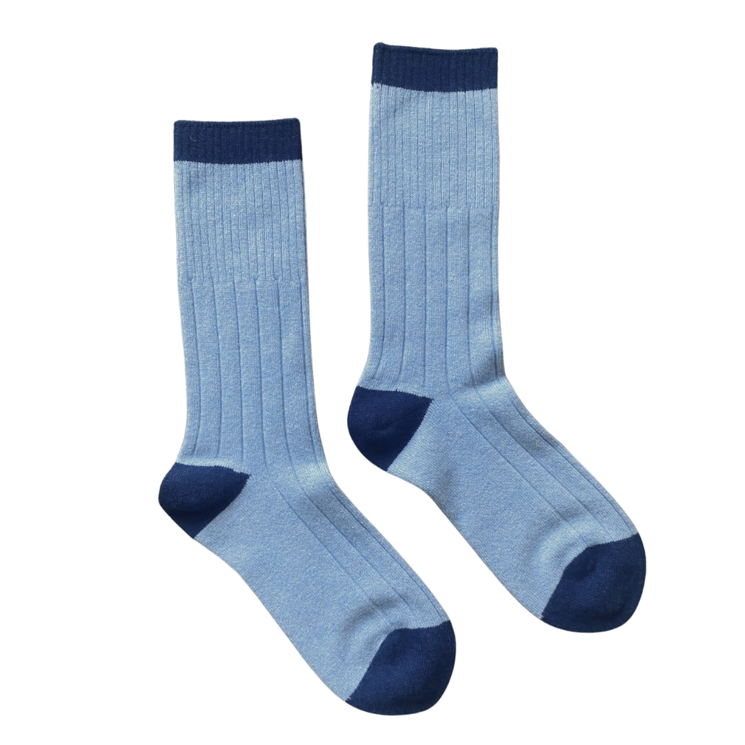 Merino Wool Socks with Bands - Grey/Blue