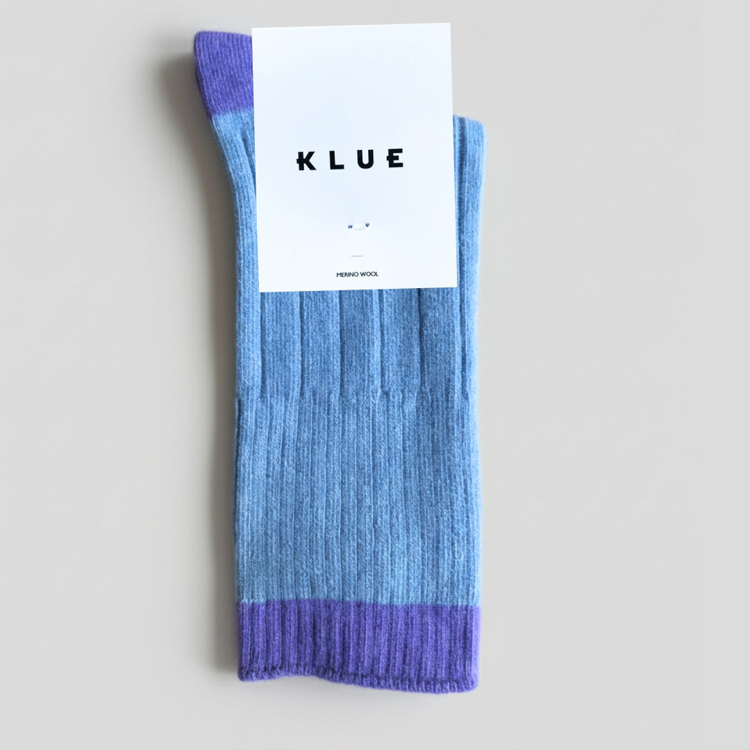 Merino Wool Socks with Bands - Sky Blue/Lavender