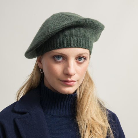 Rifo Recycled Cashmere Nives Beret - Forest Green