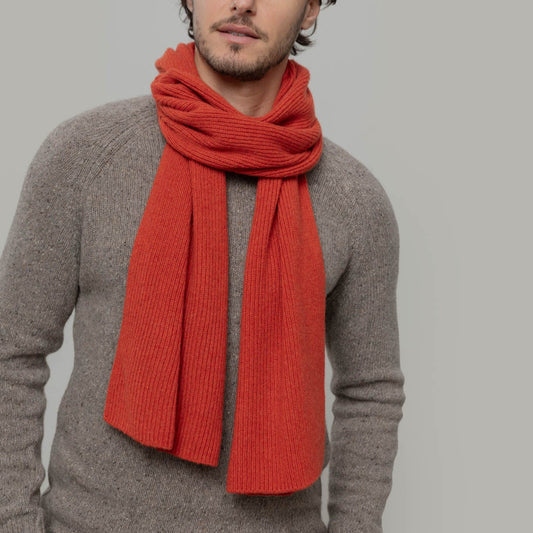 Federico Recycled Cashmere Scarf - Orange Siena
