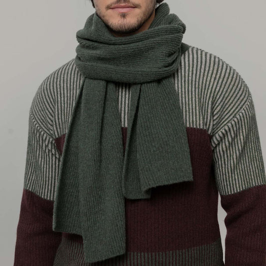 Federico Recycled Cashmere Scarf - Forest Green