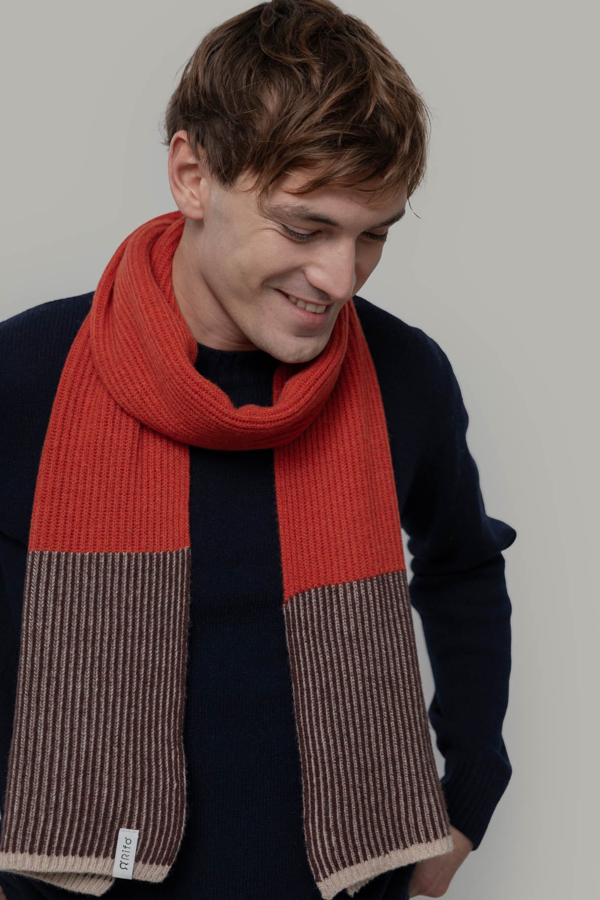 Teresa Recycled Cashmere Scarf - Orange Cinnamon