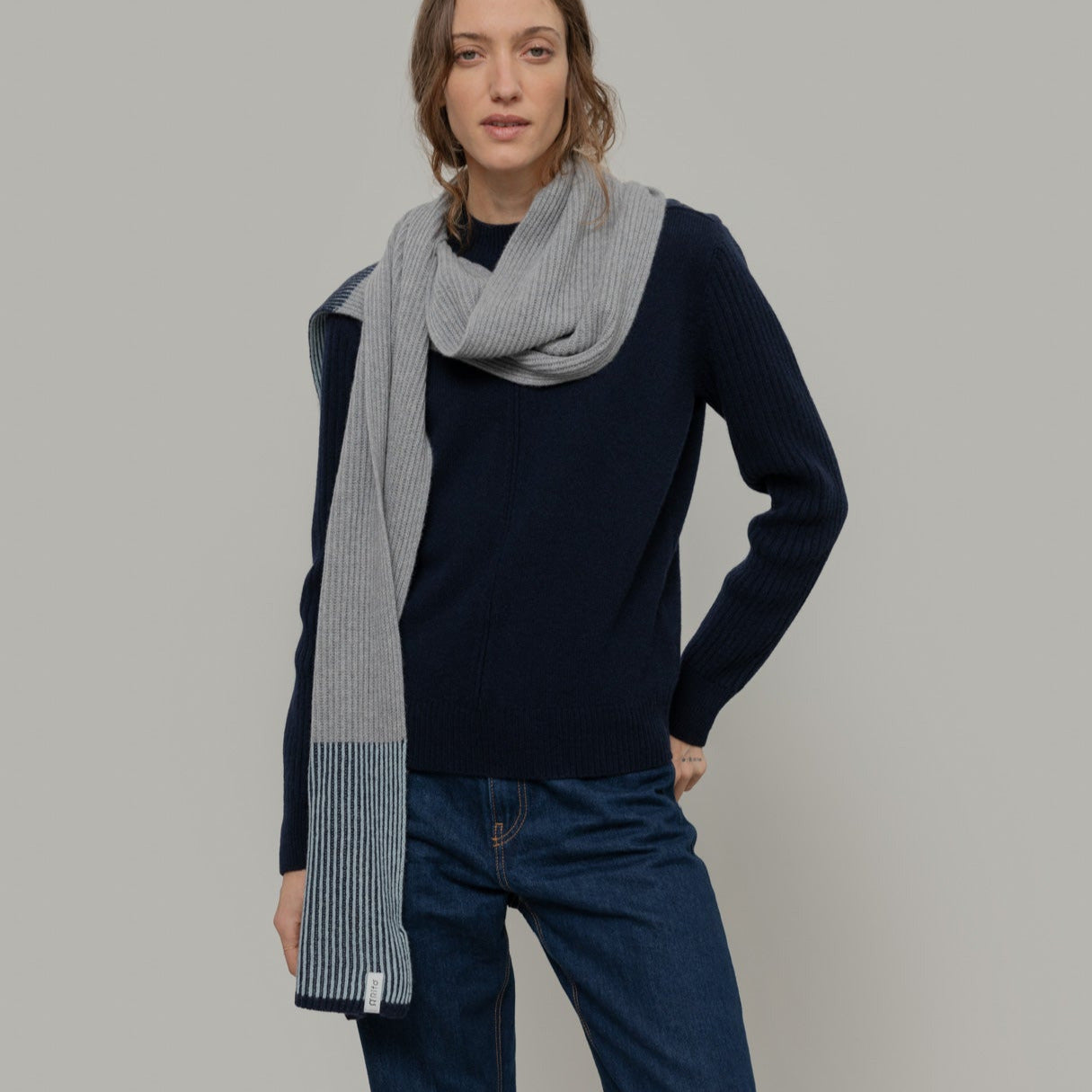 Teresa Recycled Cashmere Scarf - Blue Albastro
