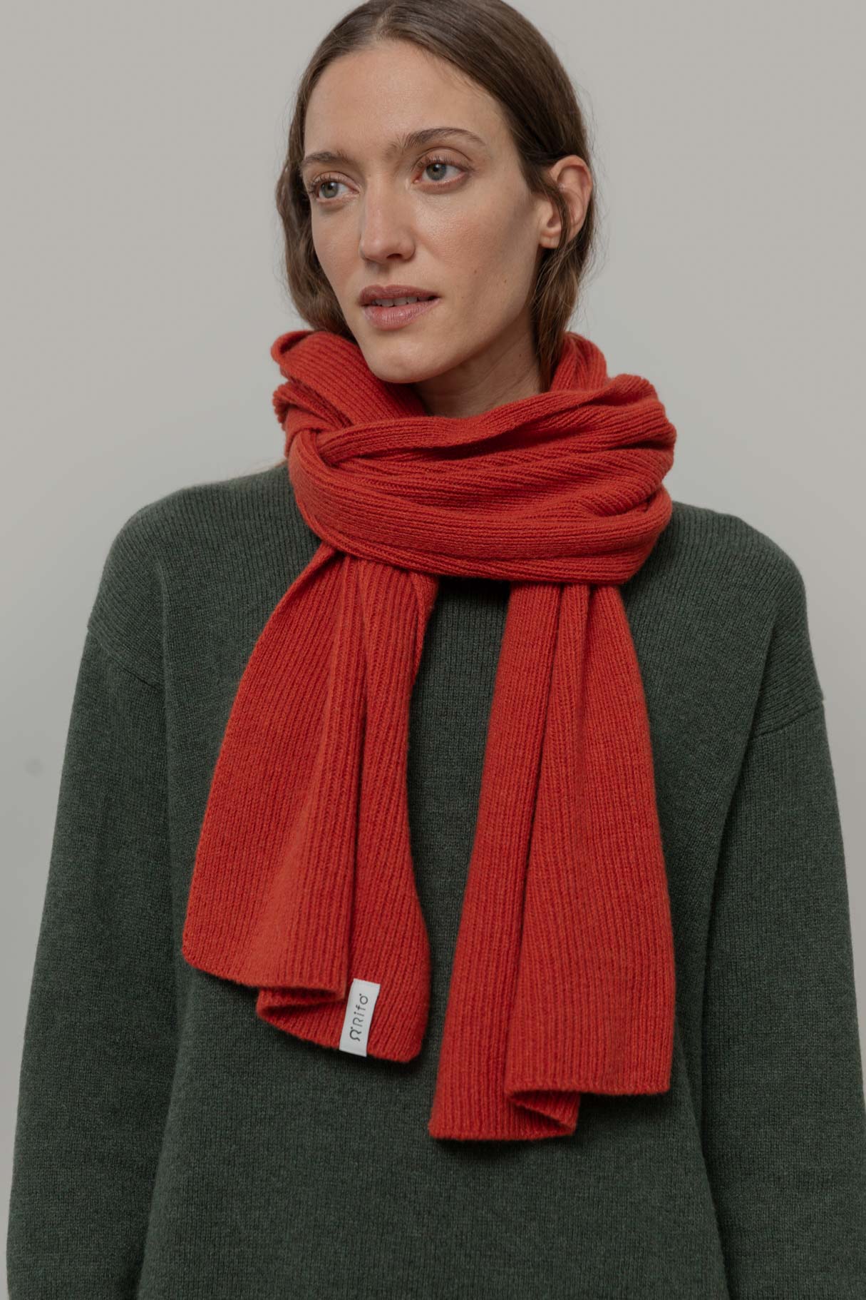 Federico Recycled Cashmere Scarf - Orange Siena