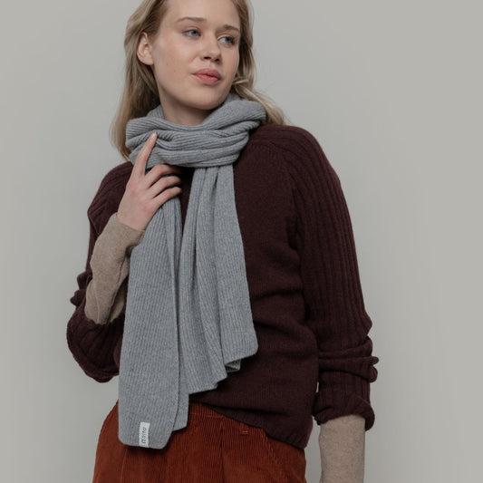 Federico Recycled Cashmere Scarf - Grey Calce