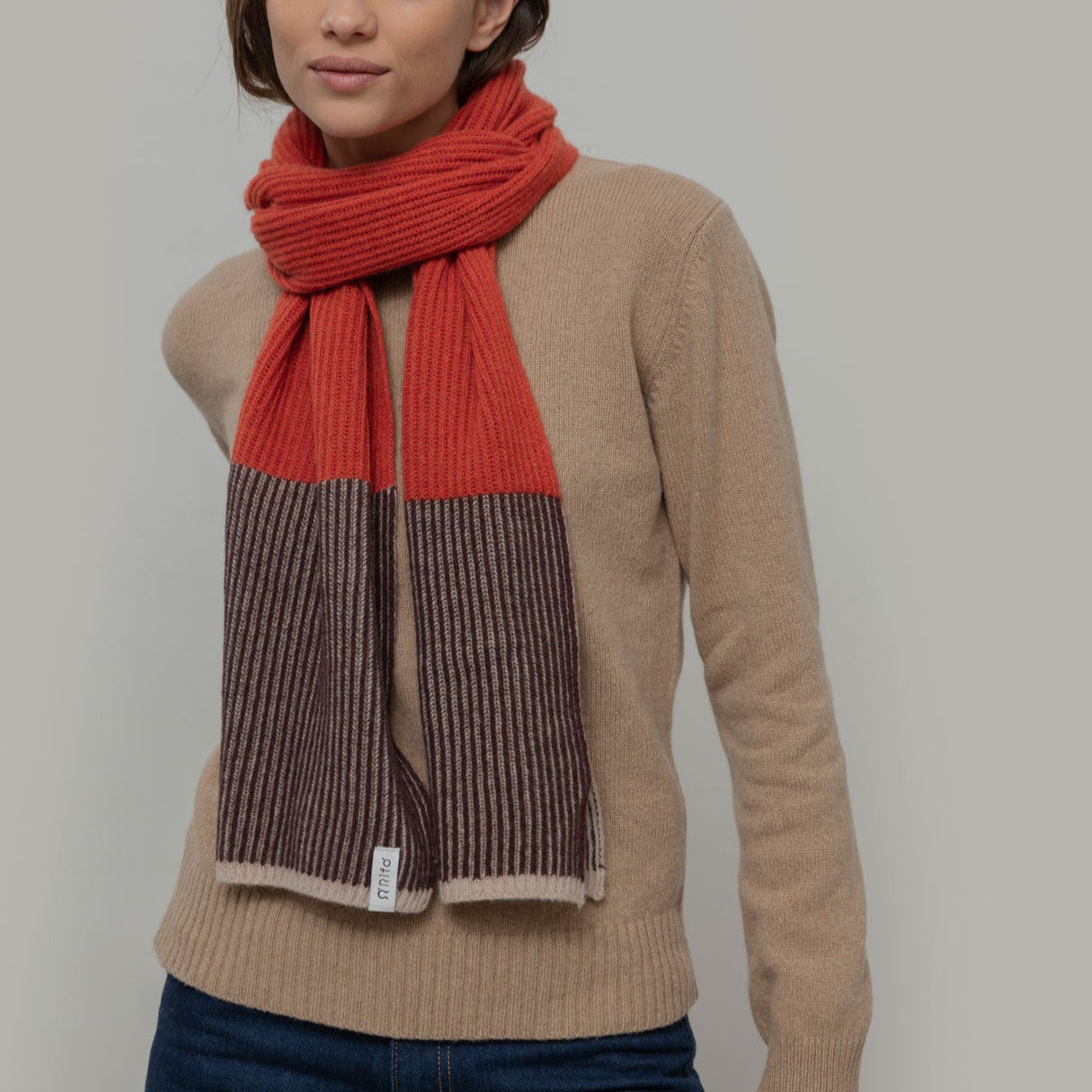 Teresa Recycled Cashmere Scarf - Orange Cinnamon