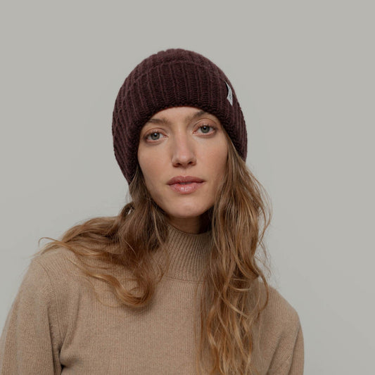 Rossana Recycled Cashmere Beanie - Coffee Brown