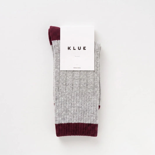 Merino Wool Socks with Bands - Sand/Burgundy