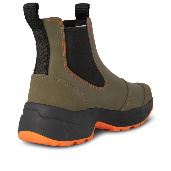 Woden Siri Waterproof Boot - Dark Olive/Orange