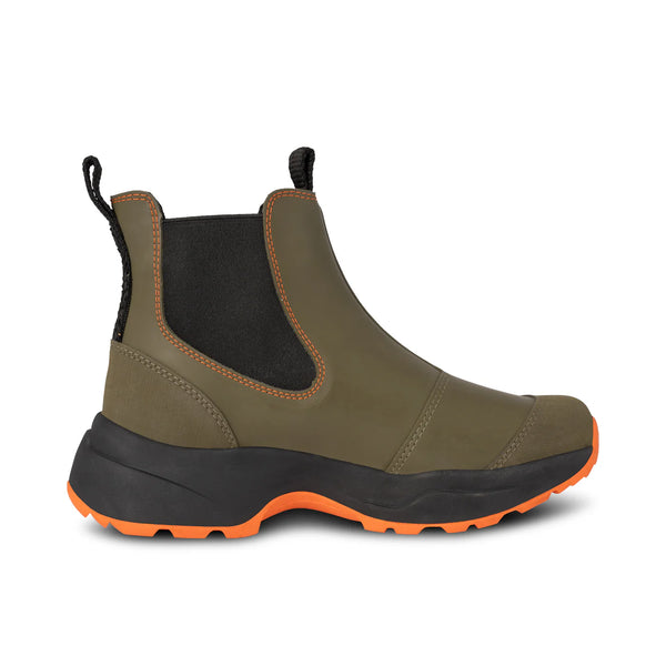 Woden Siri Waterproof Boot - Dark Olive/Orange