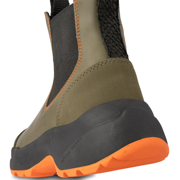 Woden Siri Waterproof Boot - Dark Olive/Orange