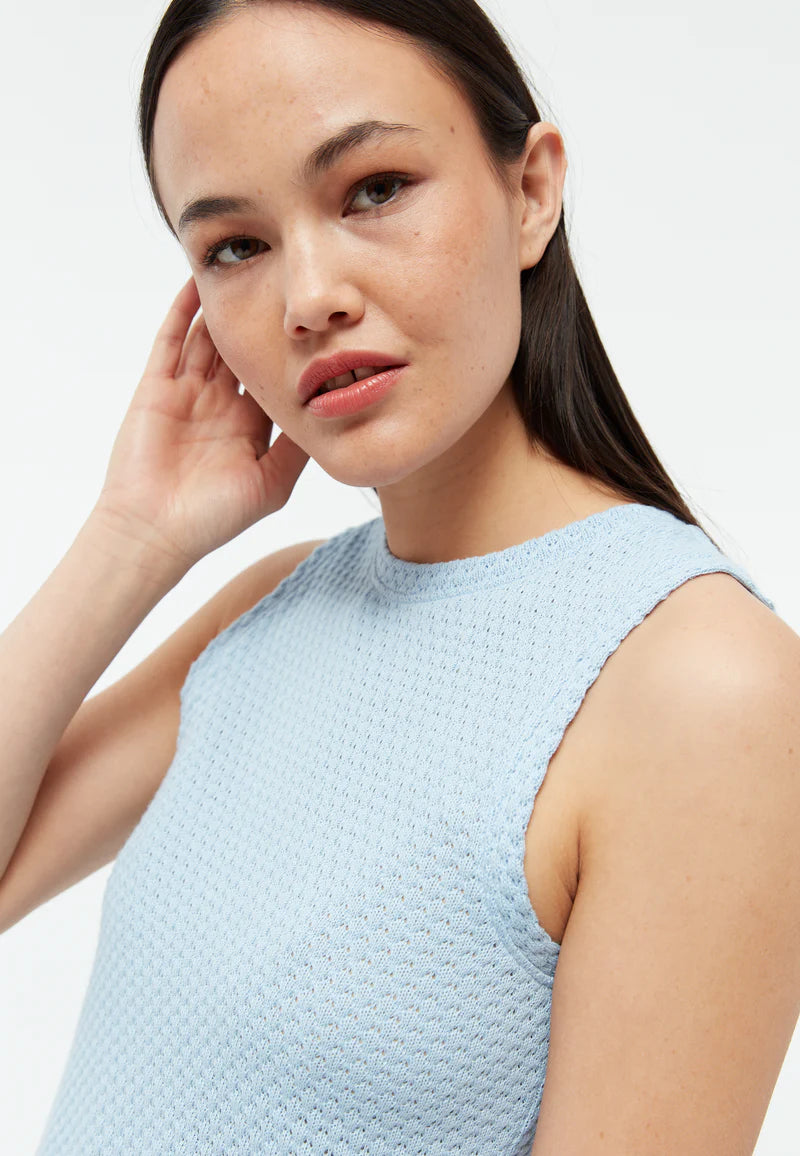 Shirley Linen Top - Ice Water Blue