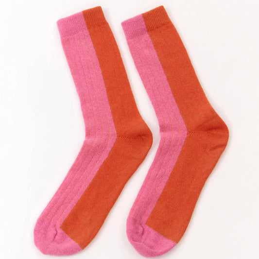 Bicolor Wool Socks - Pink