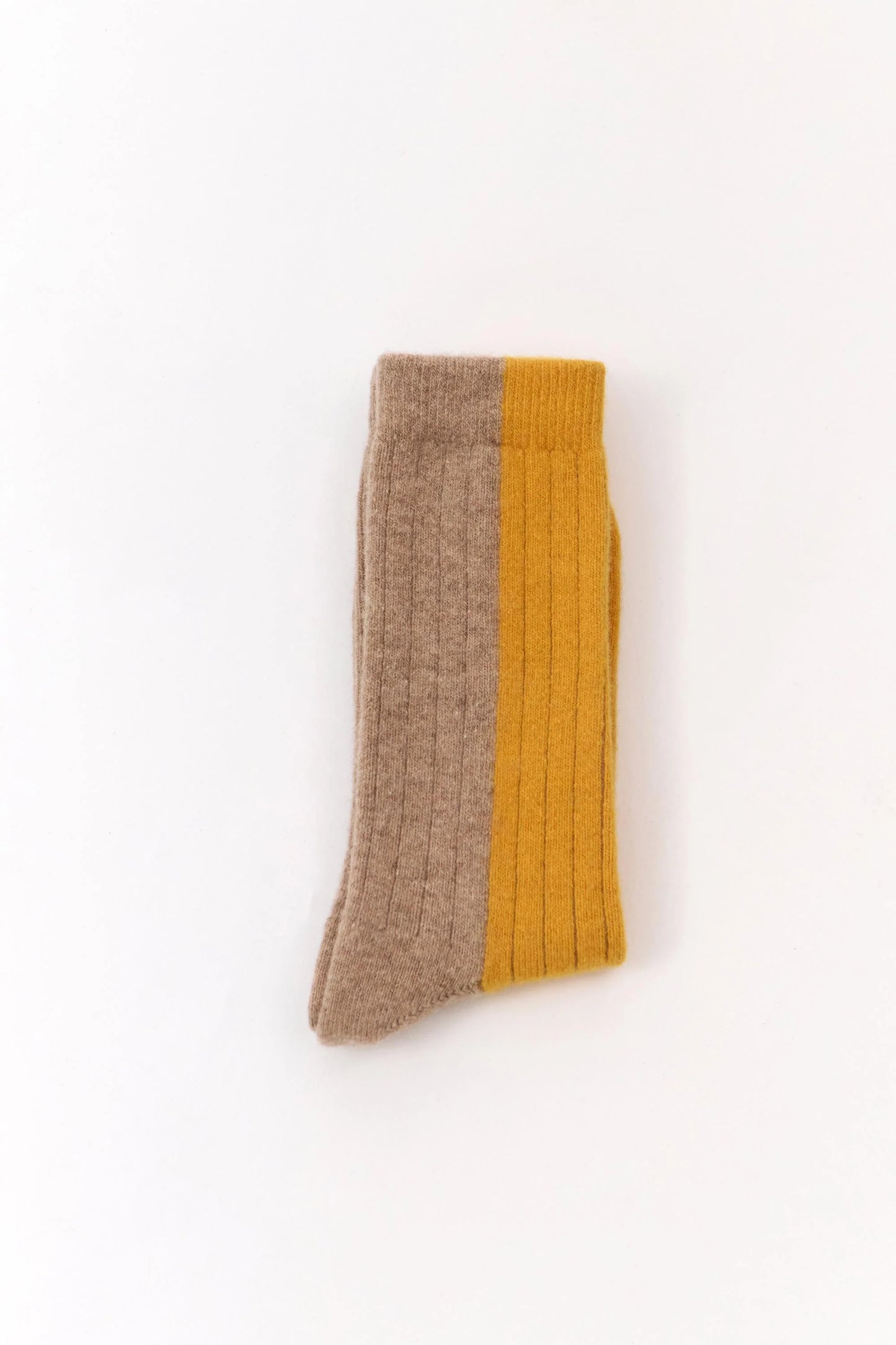 Bicolor Wool Socks - Mustard
