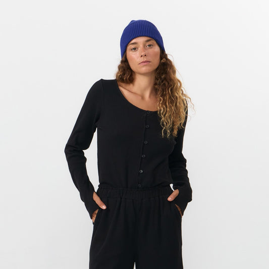 LAST ONE in XL - Lisle Top - Black