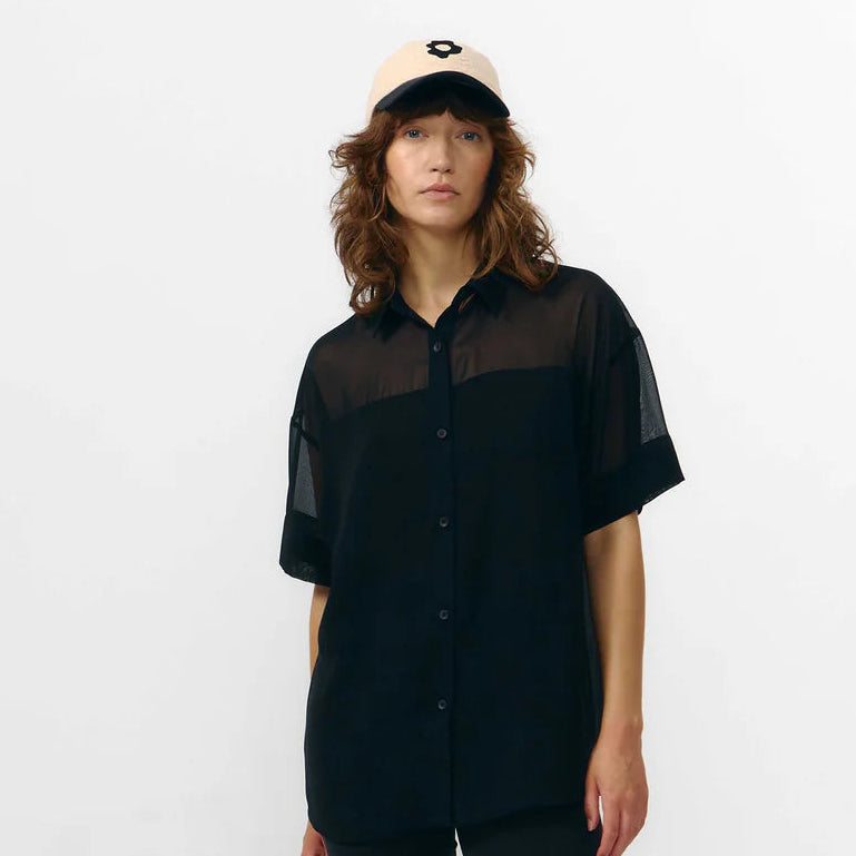 LAST ONE in M - Minab Shirt Transparent - Chiffon Black