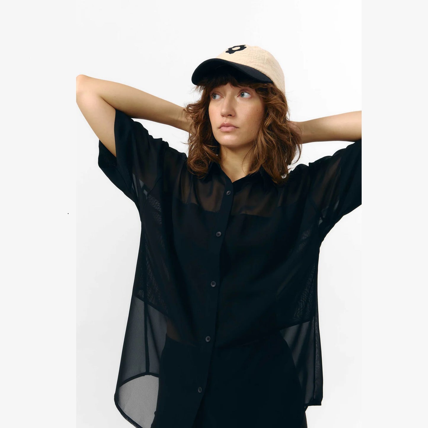 LAST ONE in M - Minab Shirt Transparent - Chiffon Black