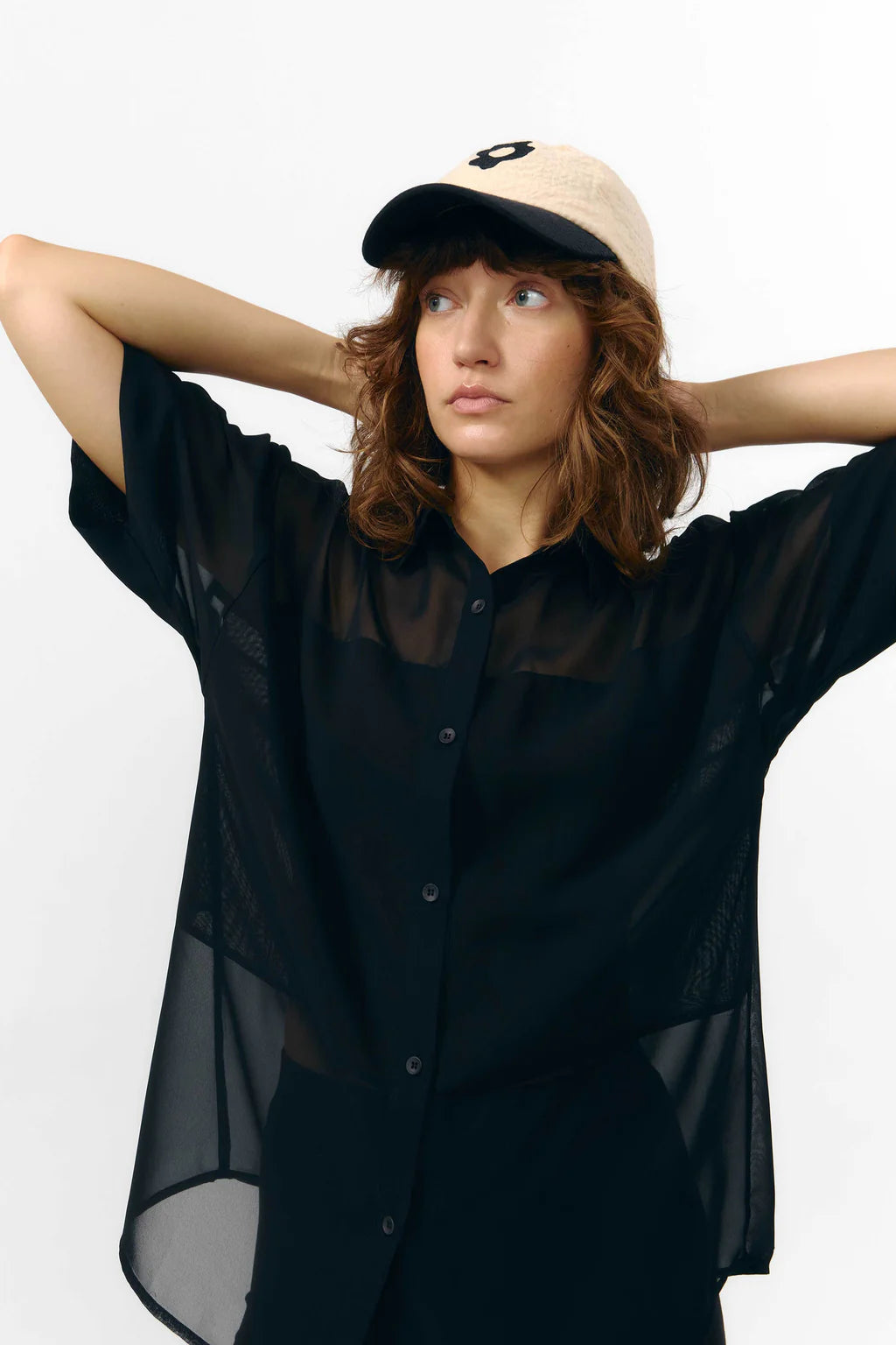 LAST ONE in M - Minab Shirt Transparent - Chiffon Black