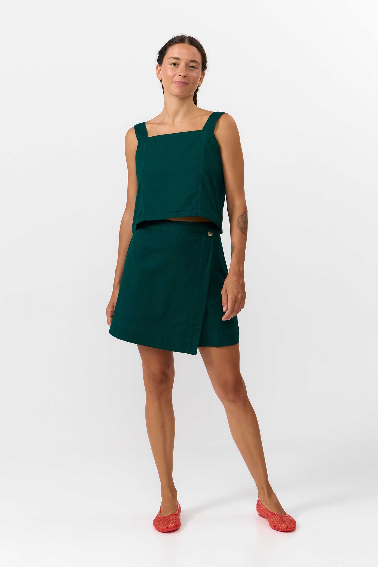 LAST ONE in M - Polo Skirt - Deep Green