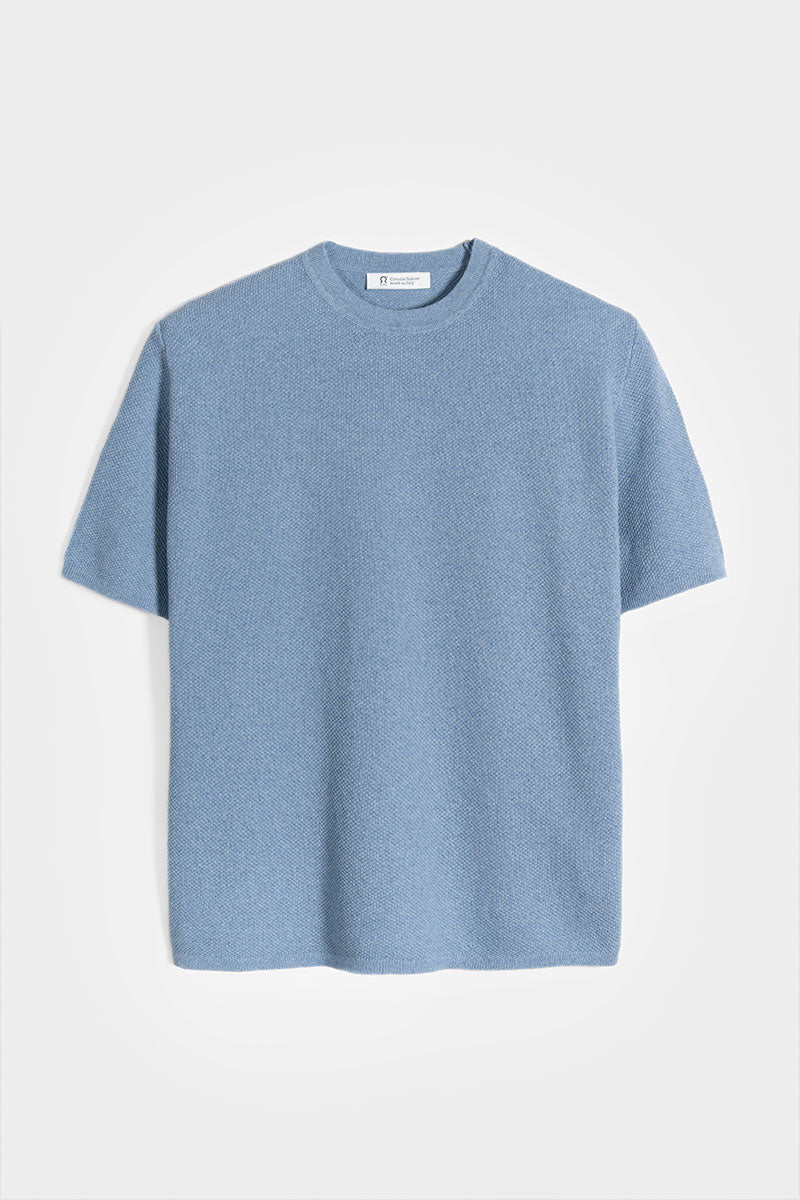 LAST ONE IN M- Carlotta Cotton Knit T-Shirt - Indigo