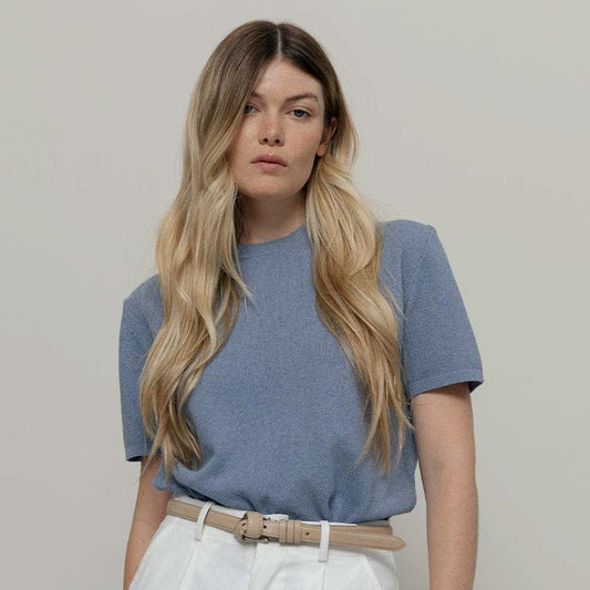 Carlotta Cotton Knit T-Shirt - Indigo