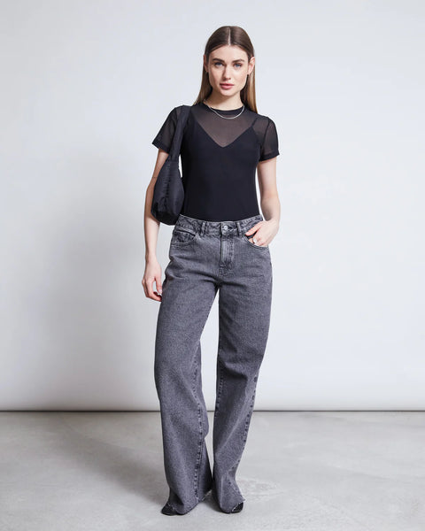 Sunny Wide Leg Jeans - Light Grey