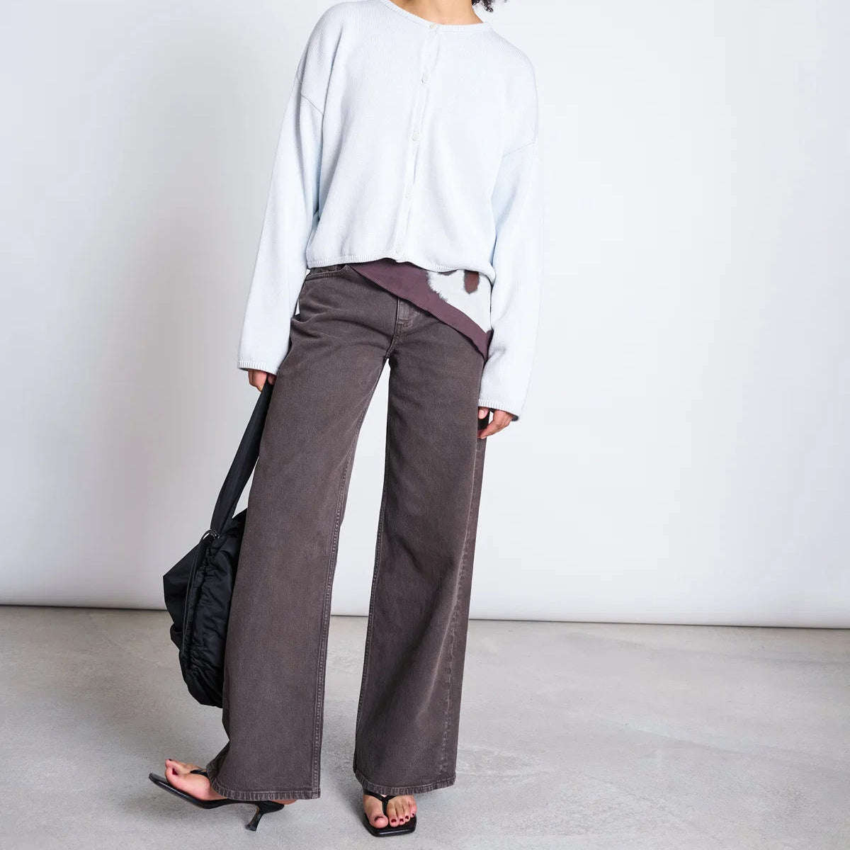 Tacna Wide Leg Mid Rise Jeans - Dark Brown