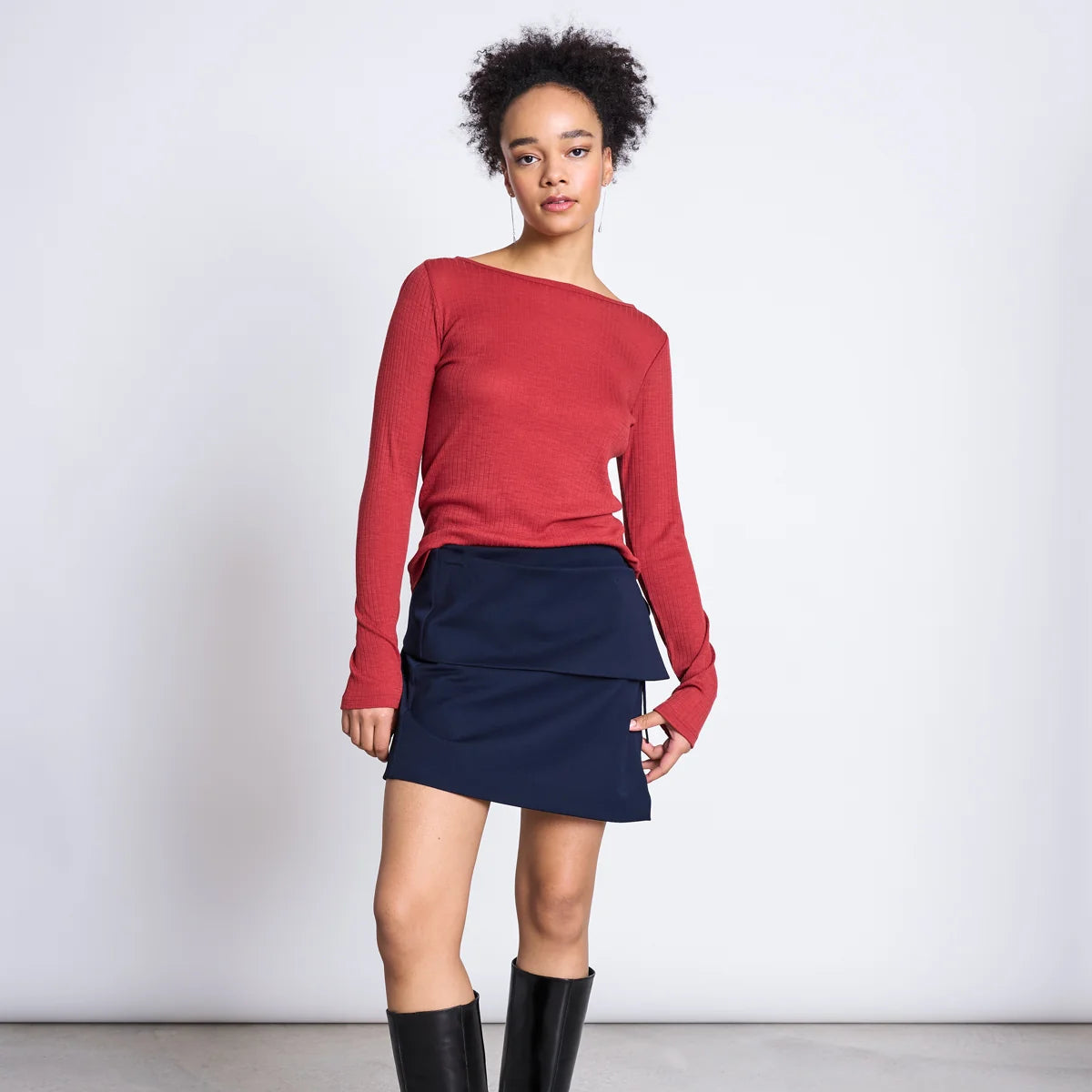 Tilla Merino Rib Longsleeve - Mid Red