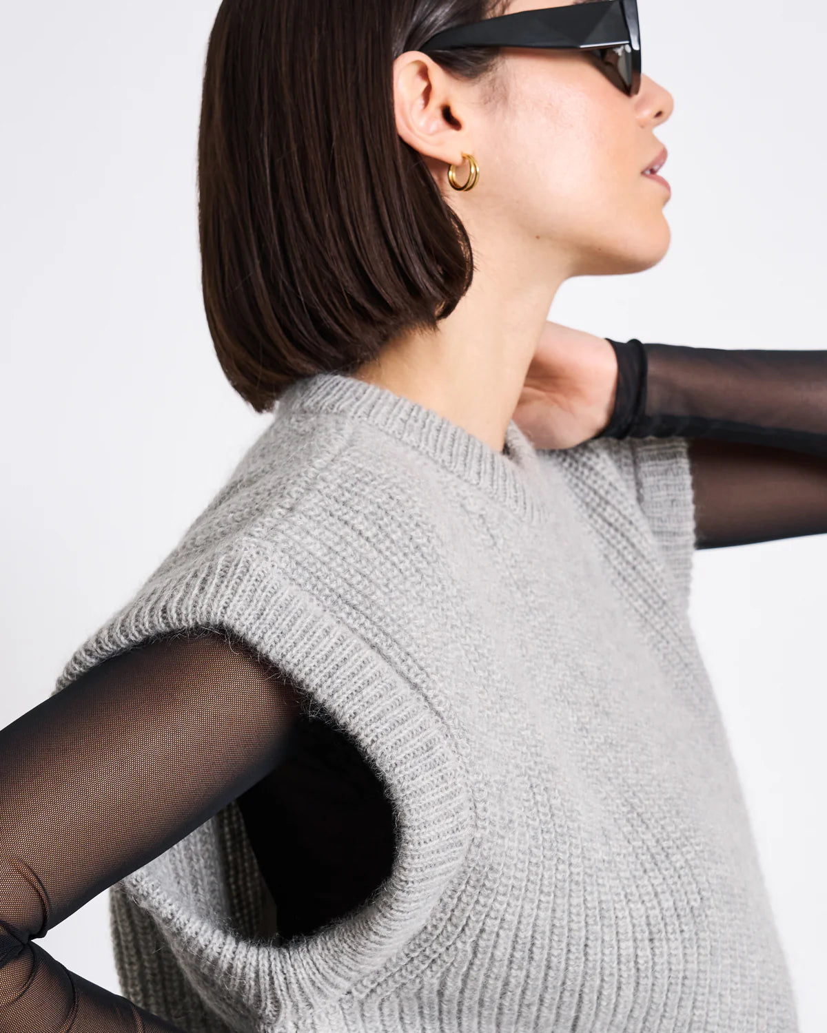 Wool Slipover Jumper / Vest - Light Grey