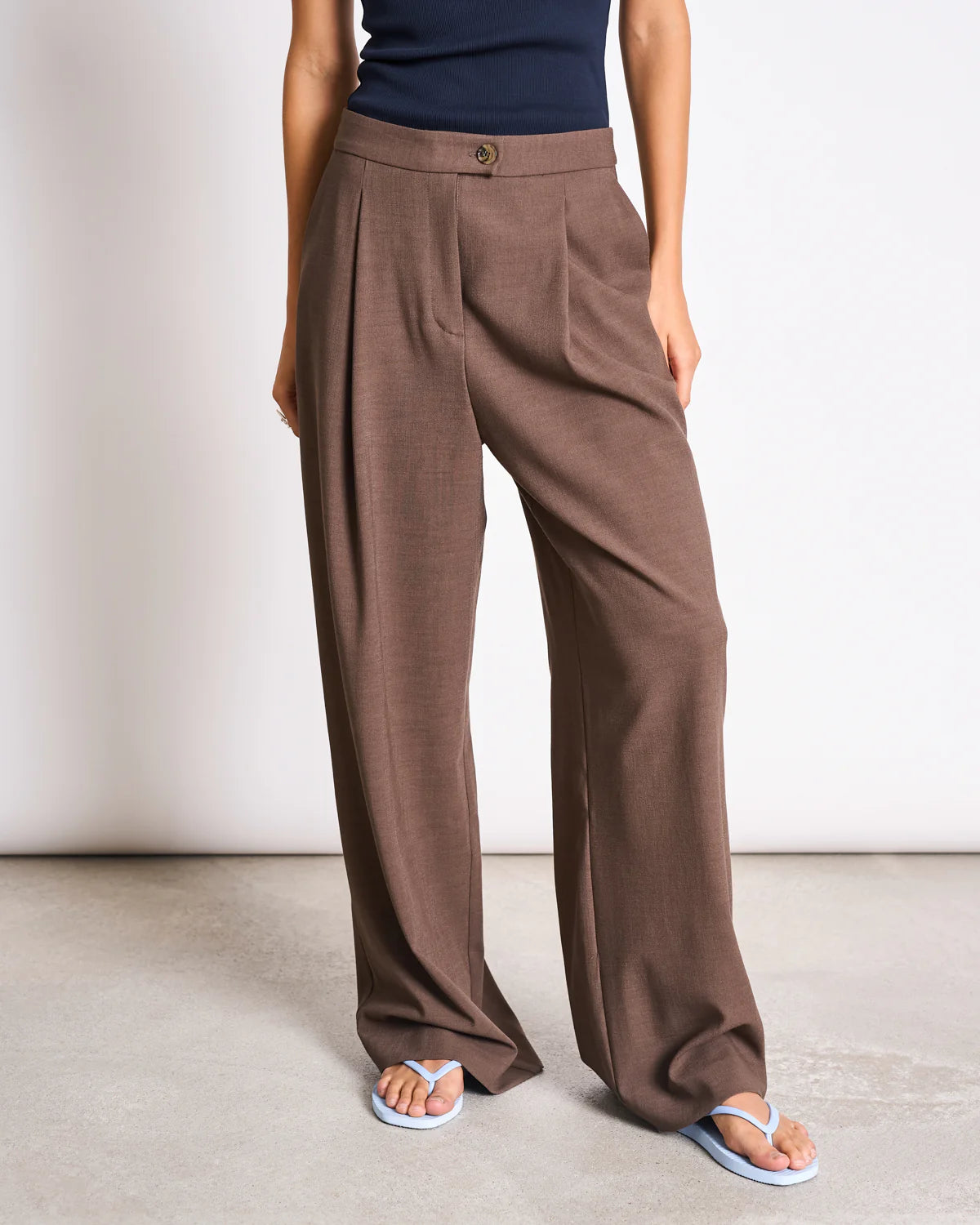 Niva Pleated Wide Pants - Clay