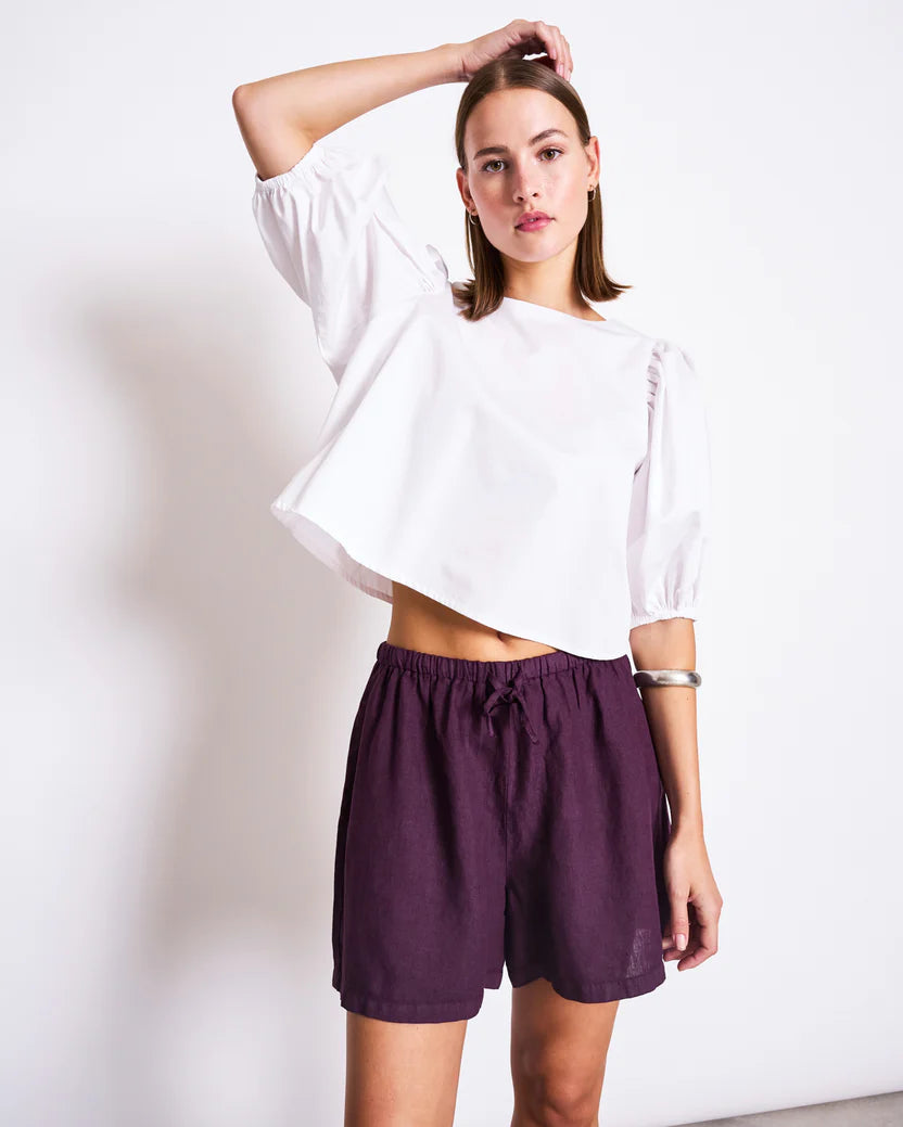 Marum Linen Drawstring Shorts - Cherry Lacquer