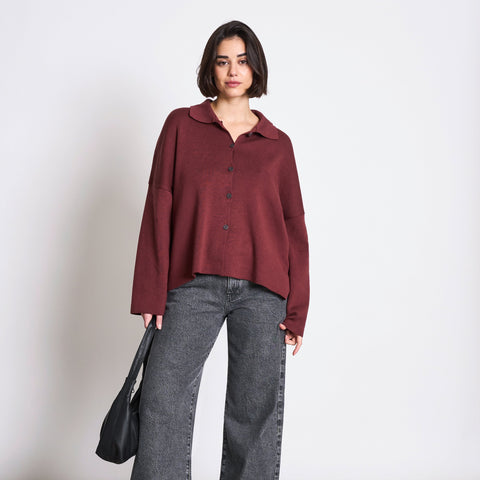 Anjo Knitted Cardigan - Syrah