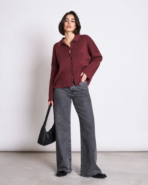 Anjo Knitted Cardigan - Syrah