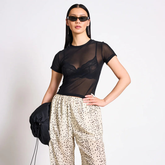 Evie Mesh T-Shirt - Black