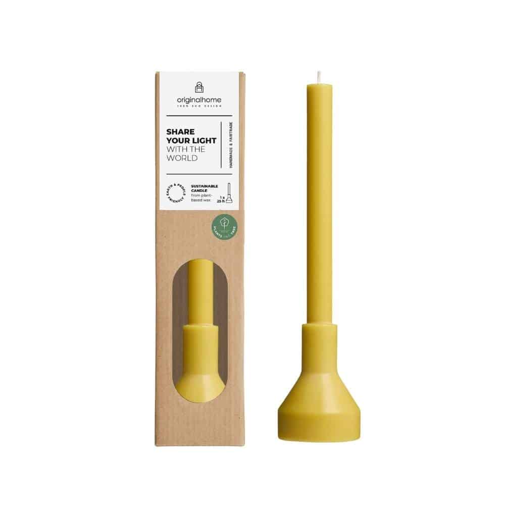 Candle & Holder - Yellow