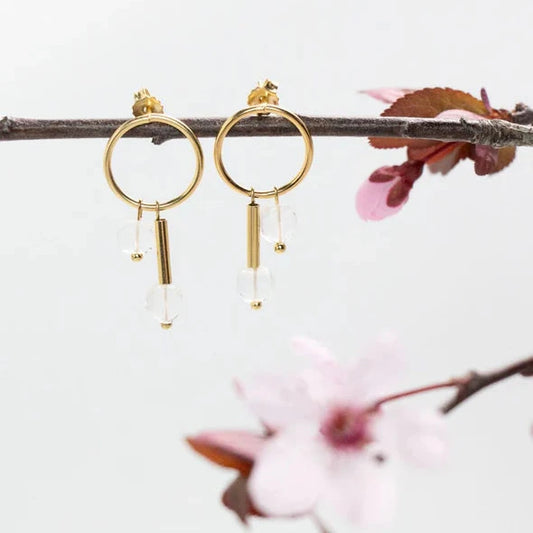 Quartz Circle Earrings