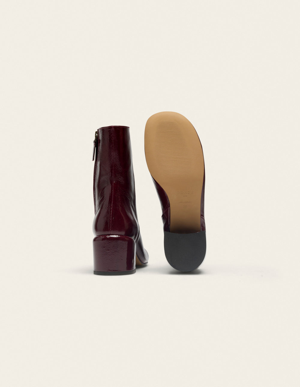 Heeled Ankle Boots Tasmin - Burgundy Patent Pleated Leather