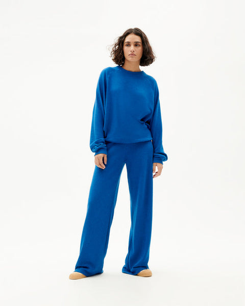 LAST ONE in S - Thinking Mu TRASH Fontana Sweater - Klein Blue