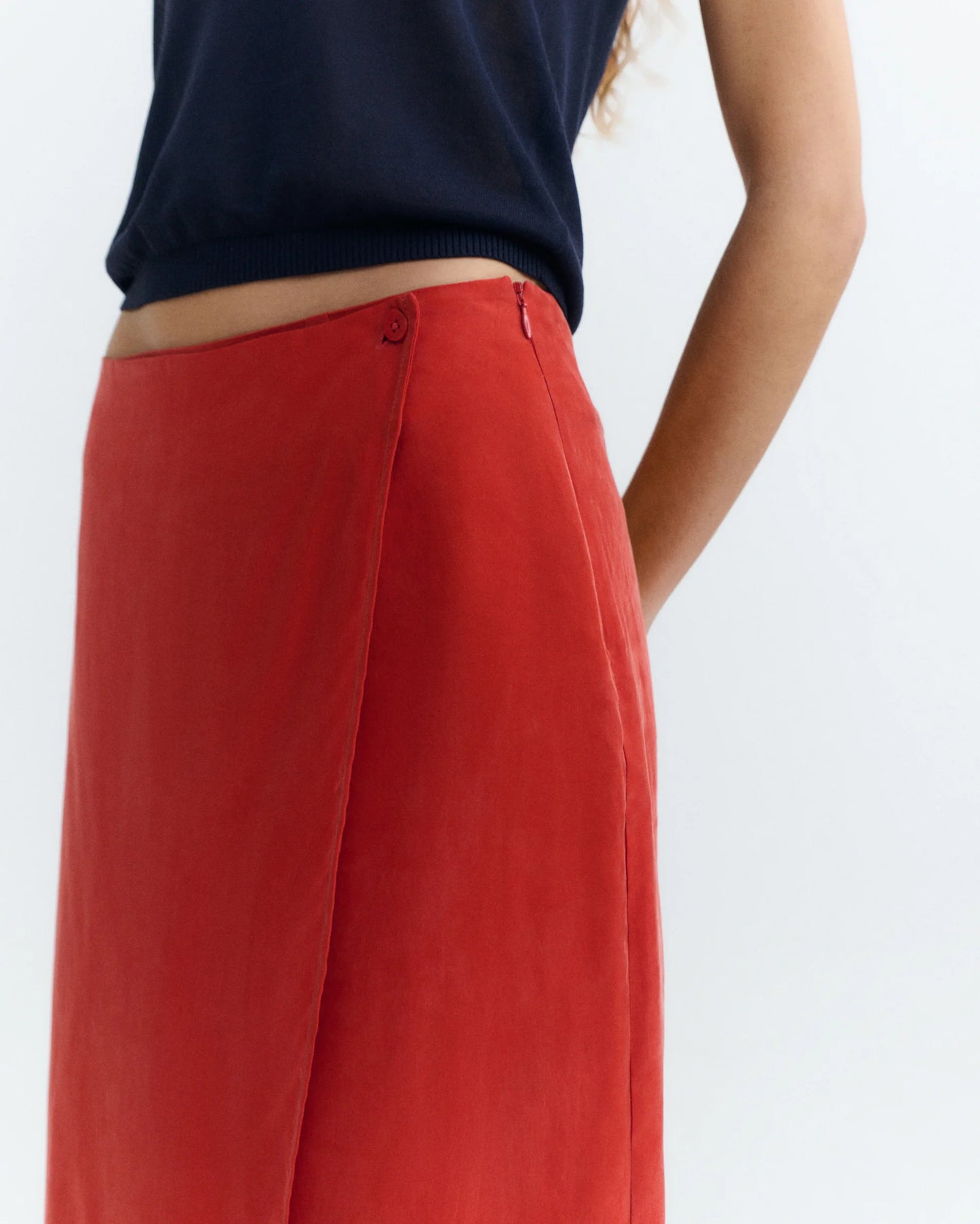 LAST ONE IN 36- Selina Long Skirt - Red Cupro