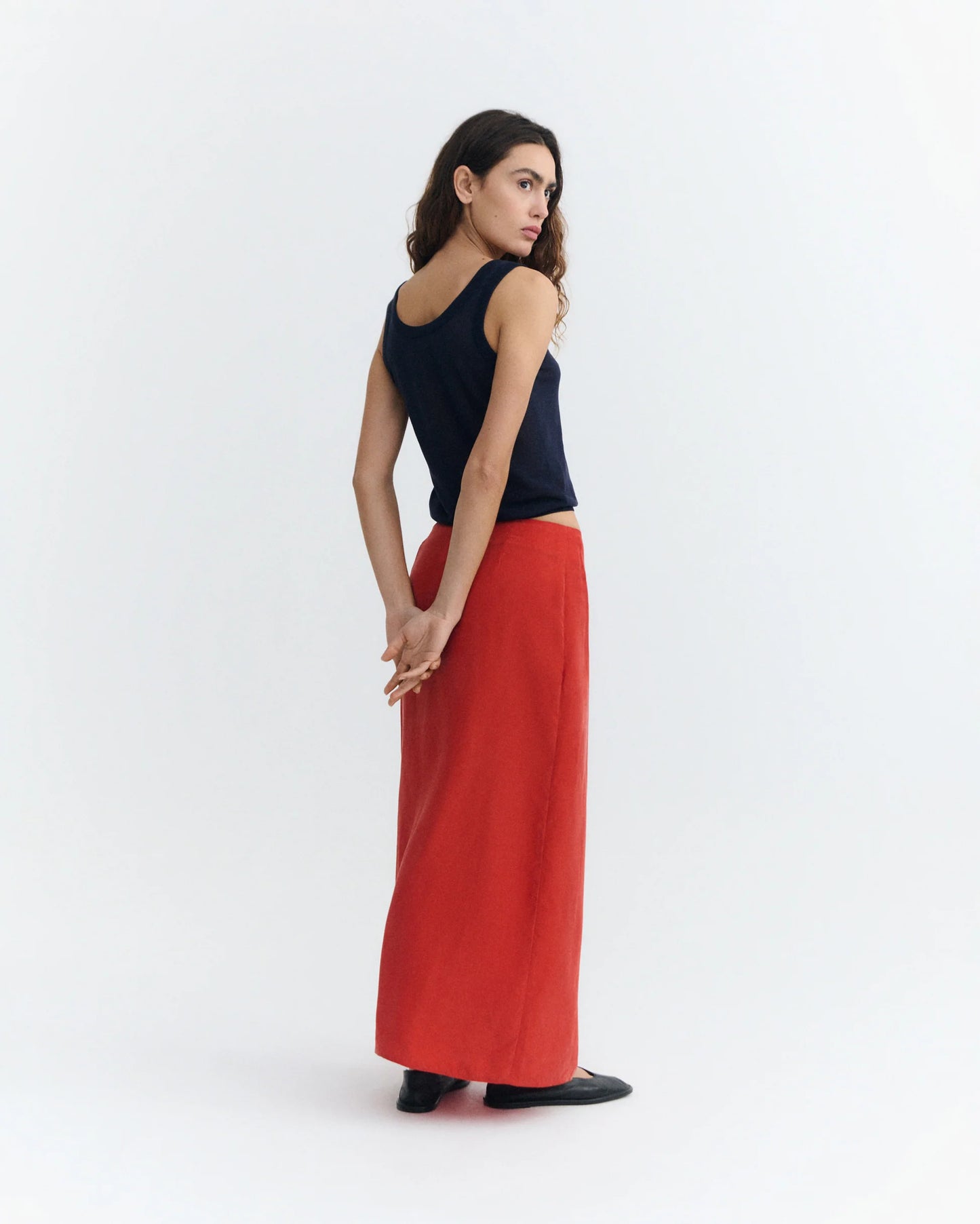 LAST ONE IN 36- Selina Long Skirt - Red Cupro