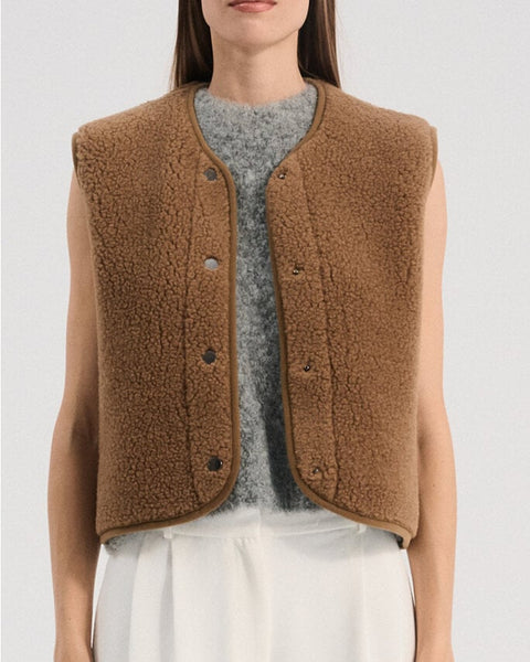 LAST ONE in XS - Tyb Light Wool Bodywarmer - Teddy Brown