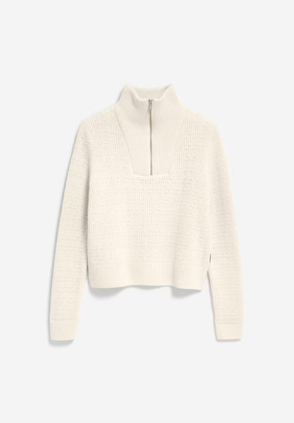 LAST ONE in L - Tulipaa Knitted Zipper Jumper - Oatmilk