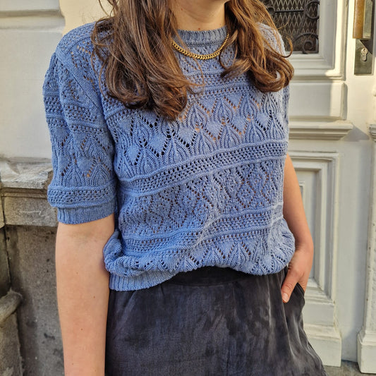 Neda Cotton Knit T-Shirt - Indigo