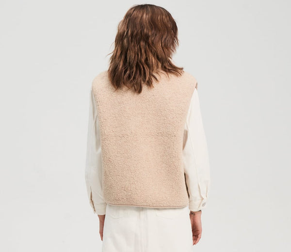 LAST ONE in L - Pos Light Wool Bodywarmer - Beige