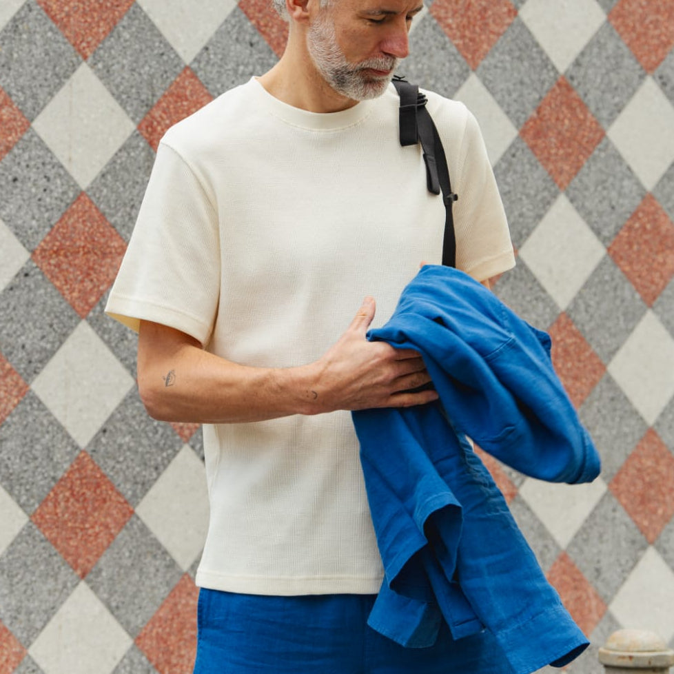 LAST ONE in S - Danviken Waffle T-Shirt - Off-White