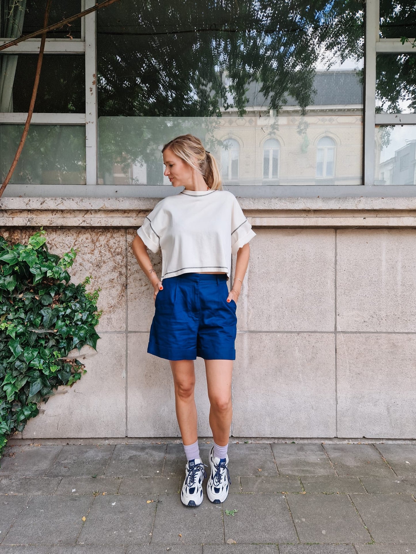 LAST ONE in 40 - Lia Hemp Shorts - Blue Night